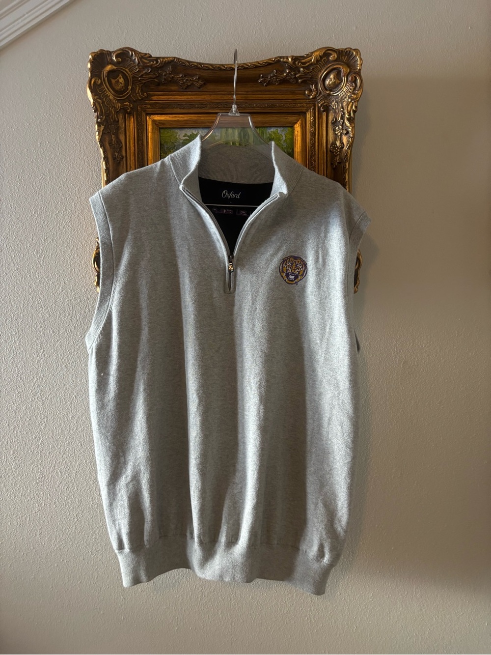 LSU Gray Quarter-Zip Golf Sweater Vest